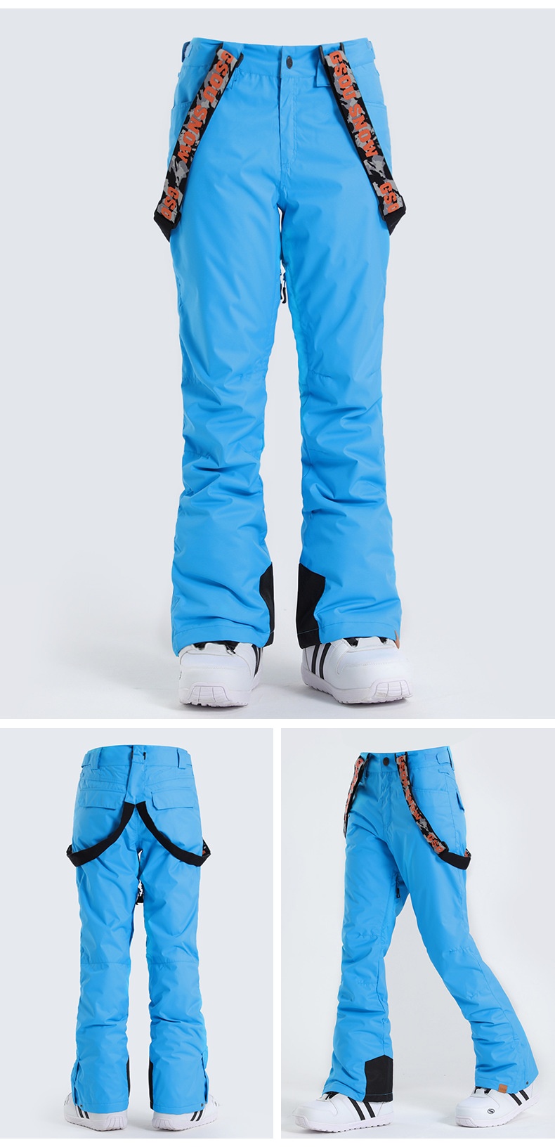 001 Gsousnow Damen Winddicht Wasserdicht Verdickt Warm Skianzug Snowboard Schneehose mit Riemen_voghion.com