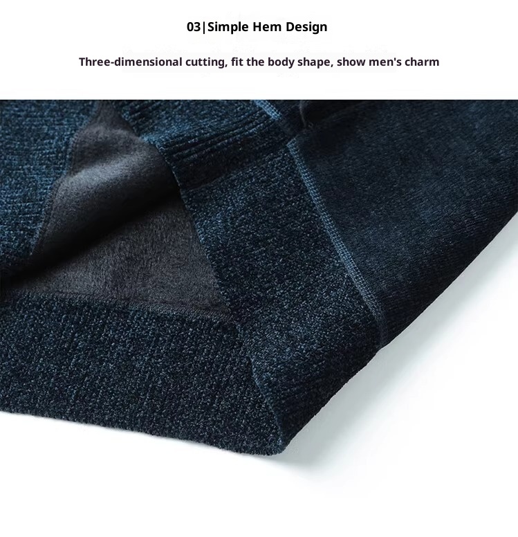 Maglione spesso foderato in pile di ciniglia e autunno più venduto da ragazzo, maglia invernale da uomo, strato di base alla moda_voghion.com