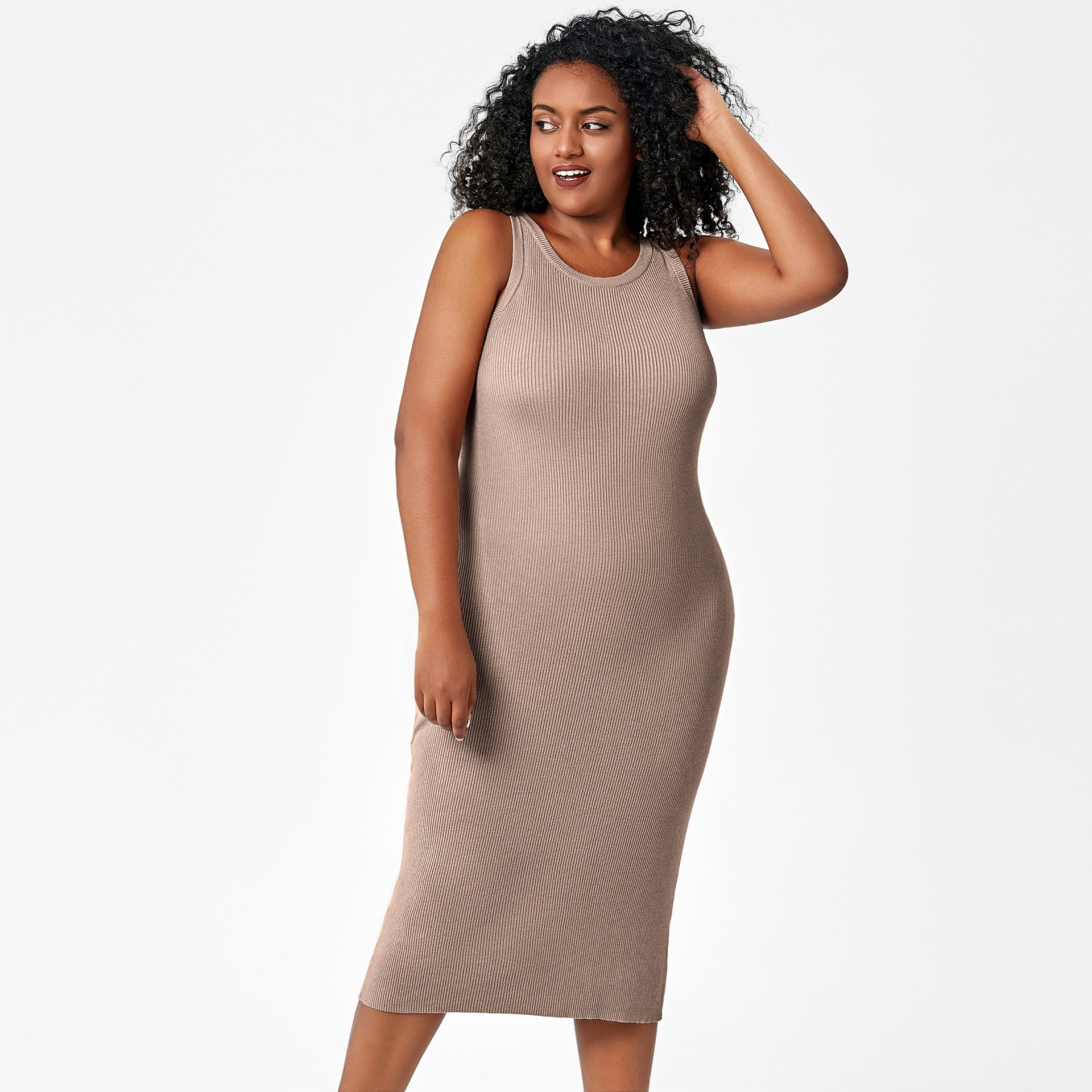 ChicShe European And American Foreign Trade Plus Size Women's Summer Clothing Fat MM Round Neck Vest Woolen Skirt Bottoming_voghion.com