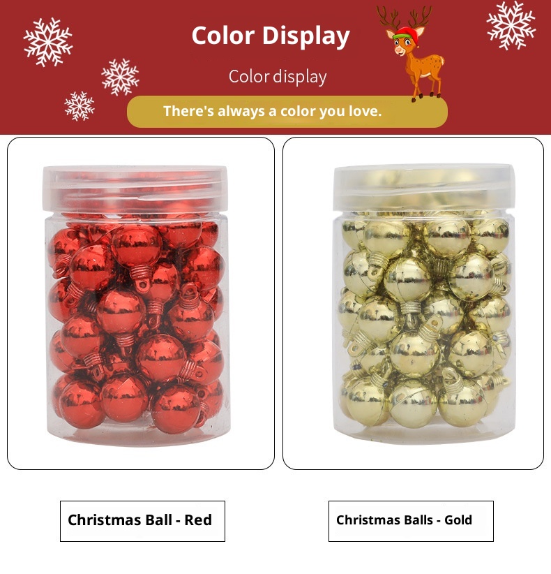 Lillian galvanisierte dekorative 1,5 cm Mini-Hängekugeln, Weihnachtsbaumschmuck, 48 Stück_voghion.com