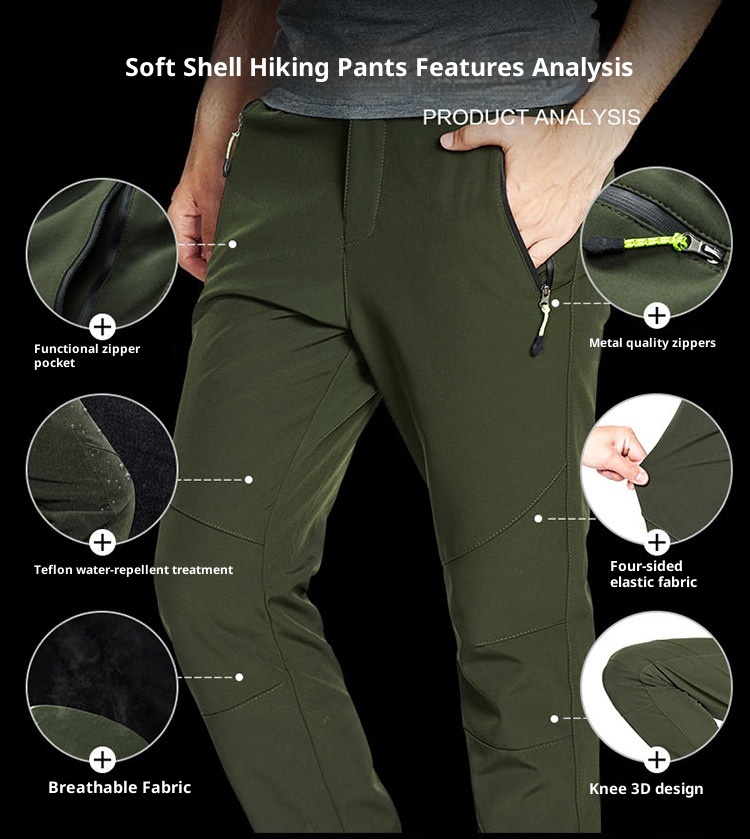 001 Outdoor Softshell Herren Fleecegefüttert Winter Winddicht Wasserdicht Warm Wander Skihose Damen Leicht_voghion.com