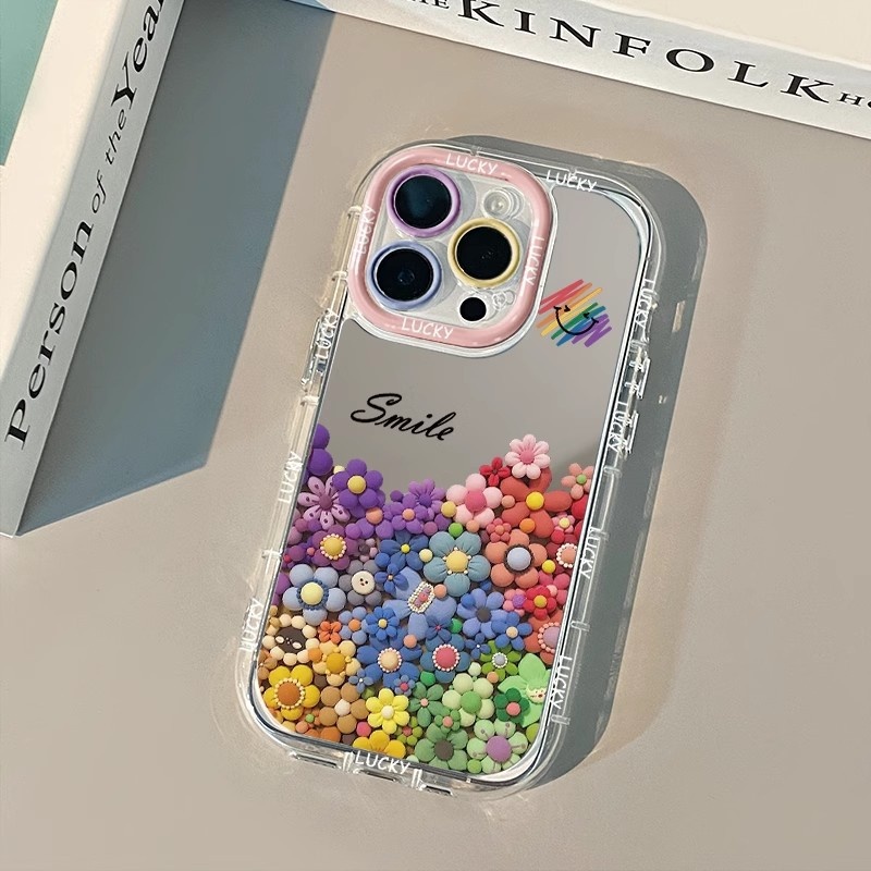 Custodia per telefono compatibile con TechGlobe Rainbow Smiley Face per iPhone 17 Pro Max Mirror 15, copertura completa, antiurto, 14/13/16_voghion.com