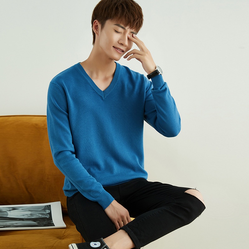 ragazzo Ragazzo Ragazzo Autunno Inverno Uomo Girocollo Maglione Pullover Scollo a V Largo Taglie Forti Manica Lunga Maglia Base Maglieria Intimo_voghion.com