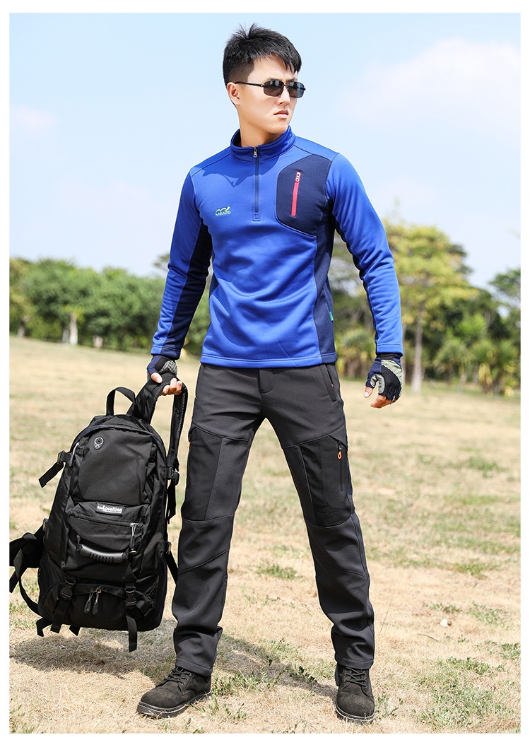 001 Outdoor Casual Long Windproof Watproof Thickened Cold-proof Warm Mountaineing Fleece Softshell Pants Men Autumn_voghion.com