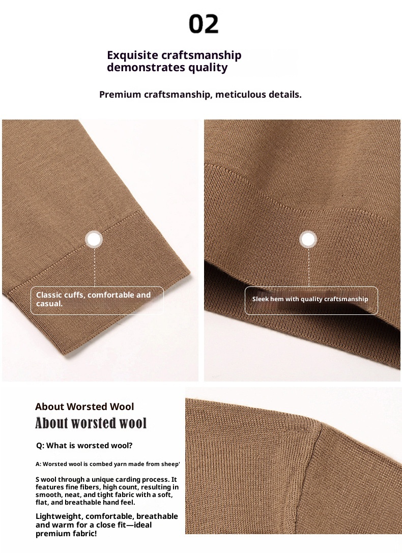 ragazzo Ragazzo Ragazzo Autunno Inverno Fine Spun 100% Lana Maglia Base Layer Calda Camicia Tinta Unita Mezza Dolcevita Vestibilità Slim Semplice Mezza età_voghion.com