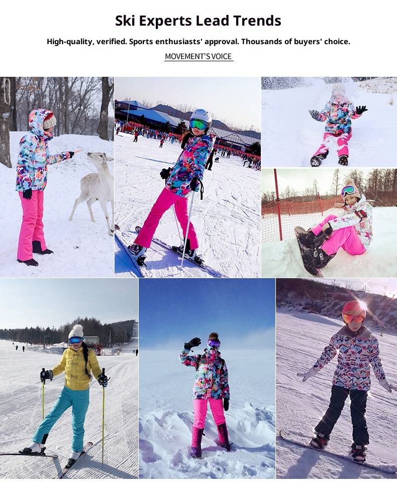 001 Gsousnow Damen Winddicht Wasserdicht Verdickt Warm Skianzug Snowboard Schneehose mit Riemen_voghion.com