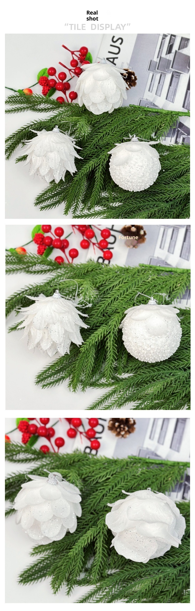 Lillian Cross-Border Foam Atmosphere Fluffy Ball White Christmas Tree Sticky Powder Decoration Petal_voghion.com