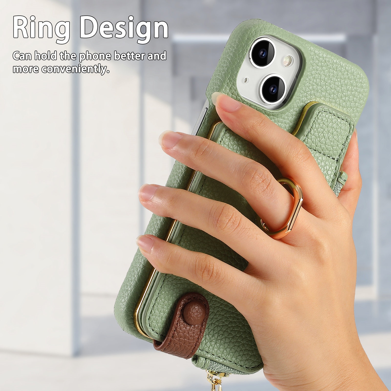 TechGlobe Compatible With 17 Air Lychee Texture Top And Bottom Opening Electroplated Oil Edge Solid Color Ring Card Slot_voghion.com