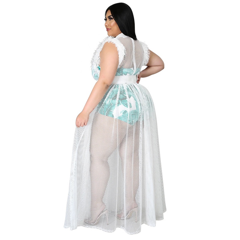 ChicShe Robe longue deux-pièces élégante et sexy en résille transparente grande taille, style transfrontalier européen et américain_voghion.com