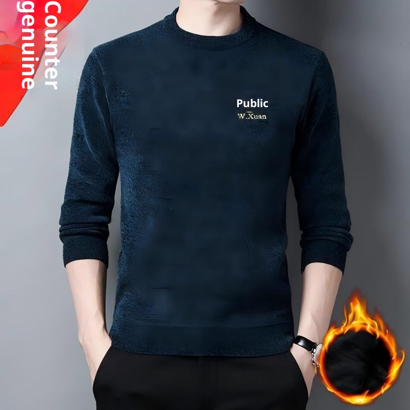 Maglione spesso foderato in pile di ciniglia e autunno più venduto da ragazzo, maglia invernale da uomo, strato di base alla moda_voghion.com