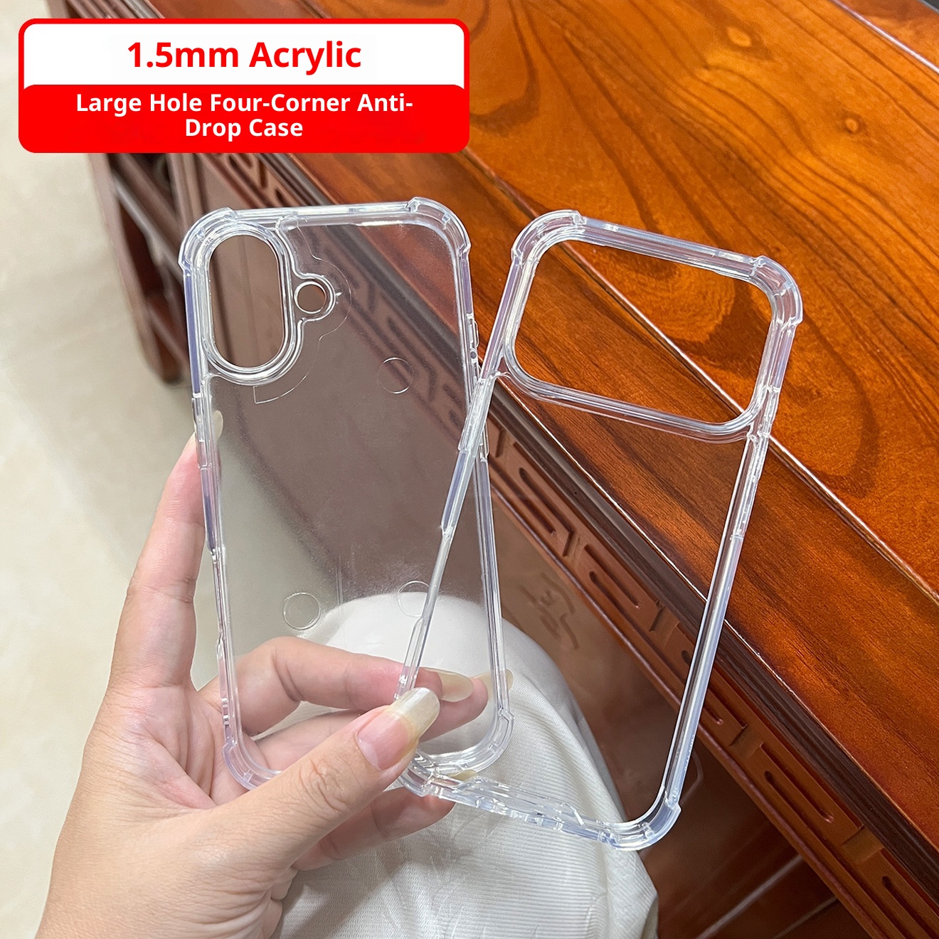 TechGlobe kompatibel mit Nw Appl 17 Phon Vier Ecken Anti-Drop 15PRO Großes Loch 1,5 mm Acryl 16 Transparente Hülle 14_voghion.com