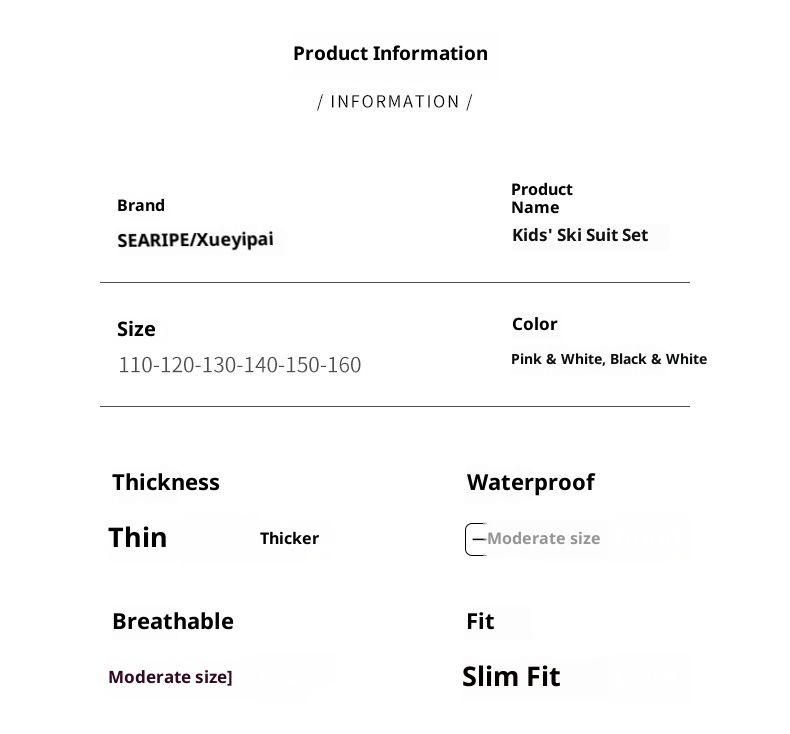 001 Xueyipai Zestaw dziecięcy dla chłopców i dziewcząt, wiatroodporny, wodoodporny, ciepły, duży zestaw spodni narciarskich dla dzieci_voghion.com