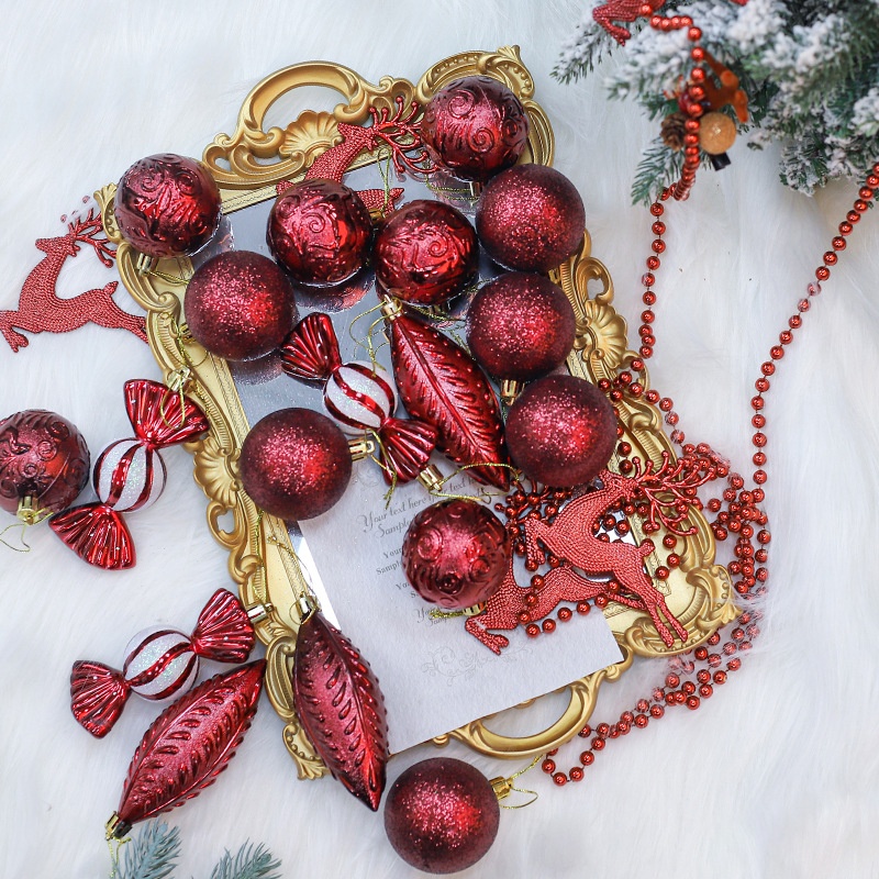 Lillian Plastic Colorful Small Round Reindeer Candy Mall Window Decoration Hanging Christmas Balls Wholesale_voghion.com