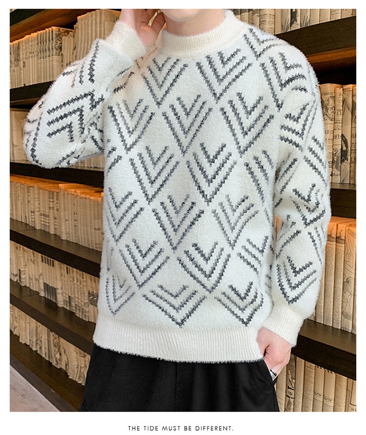 Jungen-Pullover aus Nerzfell für Teenager, dicker Winterpullover mit halbem Rollkragen, warmes Basishemd für Mittel- und Oberstufe_voghion.com