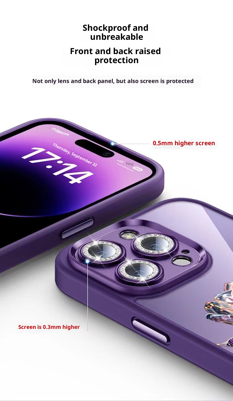 Coque TechGlobe Fairy Rose compatible iPhone Pro Max pour femmes, protection intégrale et protection d'objectif pailletée pour iPhone 15 et 16 pouces._voghion.com