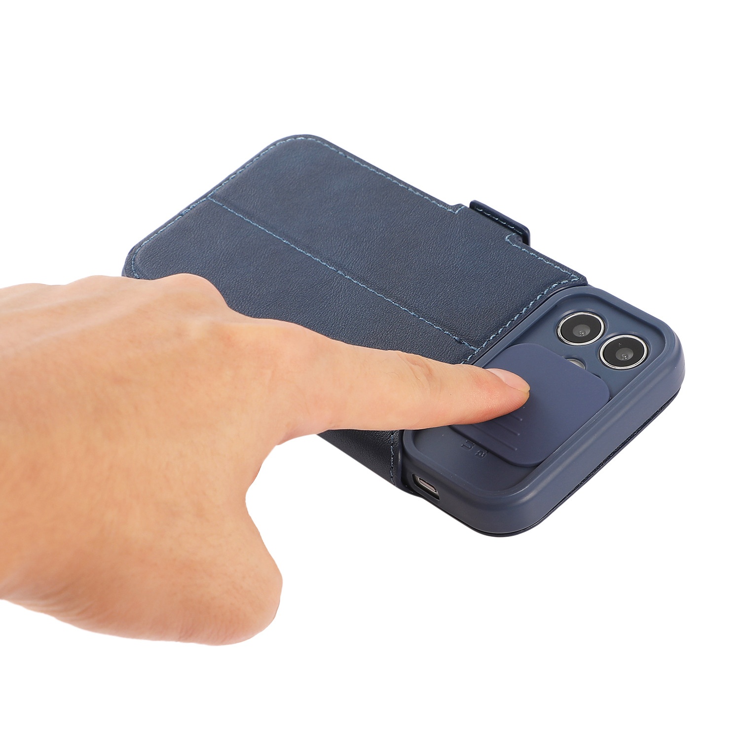 TechGlobe Wholesale Compatible IPhone 15 Pro Textured Phone 13 Multi-Card Slot Sliding Window Lens Protector Leather Case_voghion.com