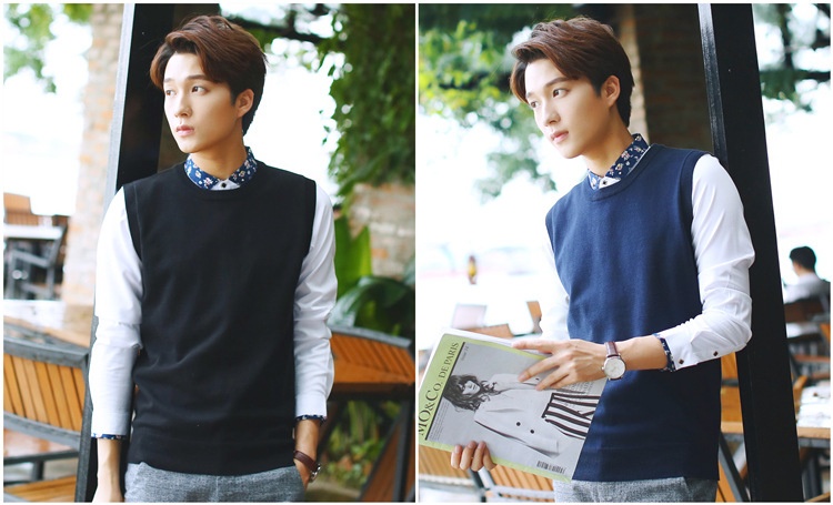 Jungen-Pullover mit Rundhalsausschnitt, einfarbig, ärmellos, gestrickt, aus Wolle, Herrenpullover_voghion.com