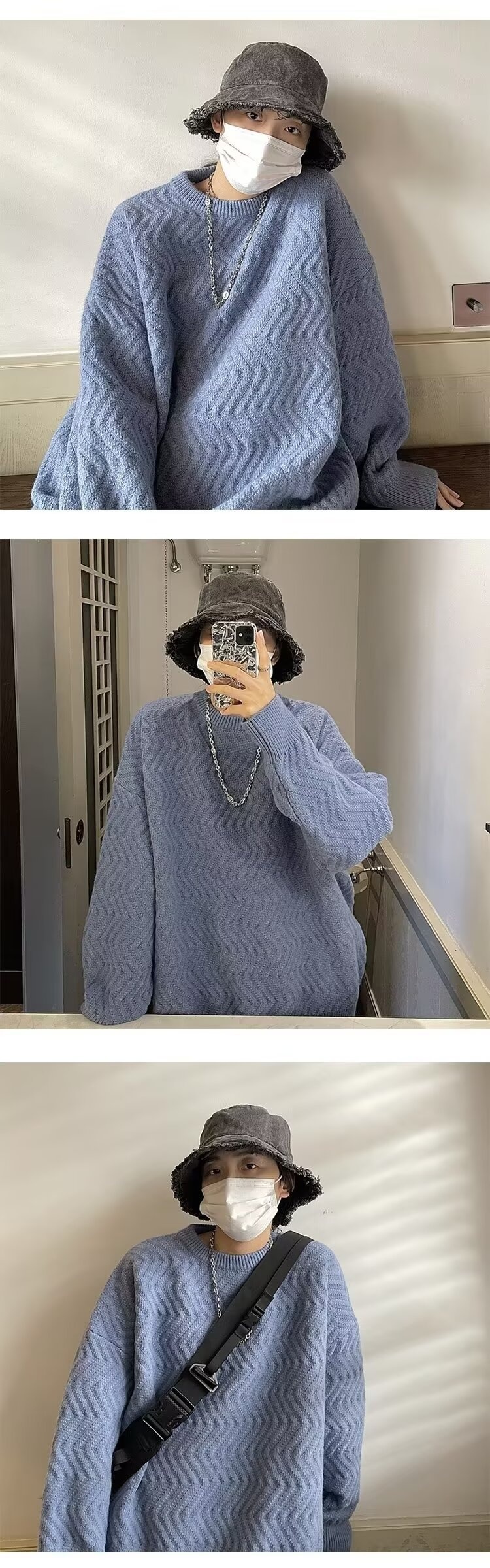 boy Boy Boy And Fluffy Soft Milk Series For Men Thickened Japanese Knitted Sweater Autumn Winter Lazy Korean Style High-end Coat_voghion.com