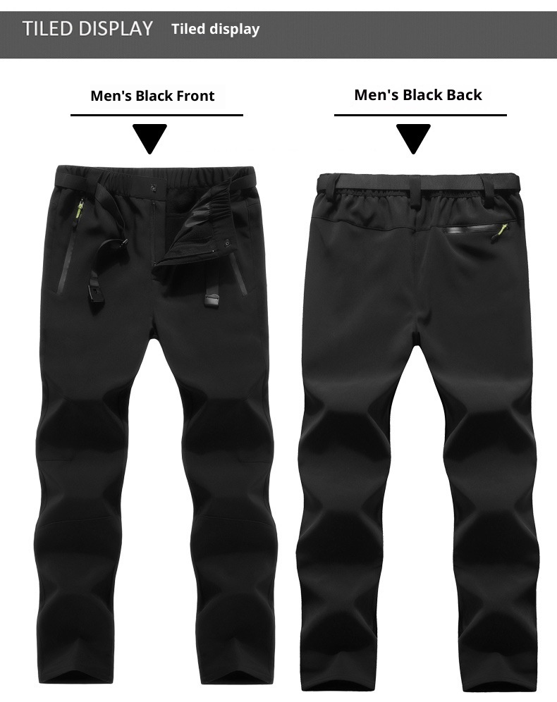 001 Outdoor Softshell Pants For Men And Women, Winter Fleece-Lined Thickened Hiking Skiing Windproof Waterproof Fleece Soft_voghion.com