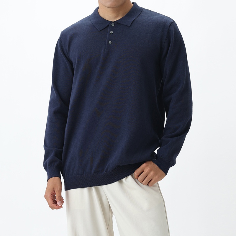 Polo-Strickpullover im Old-Money-Stil für Herren mit Umlegekragen – ein lässiges und vielseitiges Langarmshirt für Herbst und Winter._voghion.com