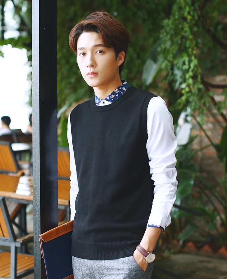 Jungen-Pullover mit Rundhalsausschnitt, einfarbig, ärmellos, gestrickt, aus Wolle, Herrenpullover_voghion.com