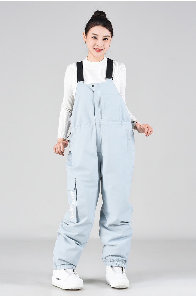 001 Ski Bib Unisex Oversized Winter Outdoor Warm Windproof Snowboard One-Piece Snow Pants_voghion.com
