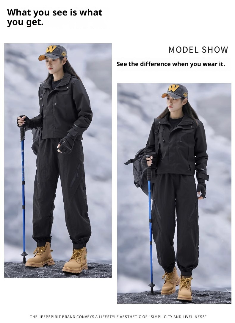 001 Camel HJCAMEL Outdoor Fleece-Lined Thickened Softshell Autumn Winter Men's Windproof Skiing Mountaineering Sports Cargo_voghion.com