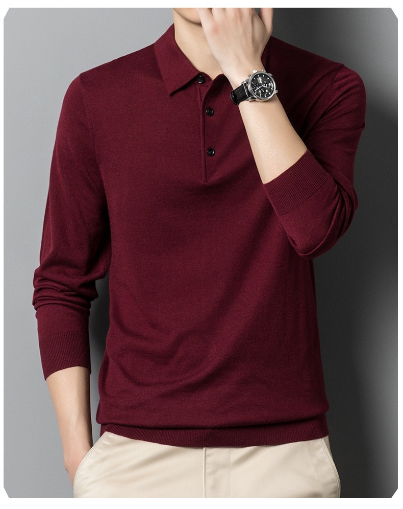 boy Boy Boy Autumn Thin Wool Men, High-End Business Turn-Down Collar Dad Sweater, Loose Base Knit Sweater For Men_voghion.com