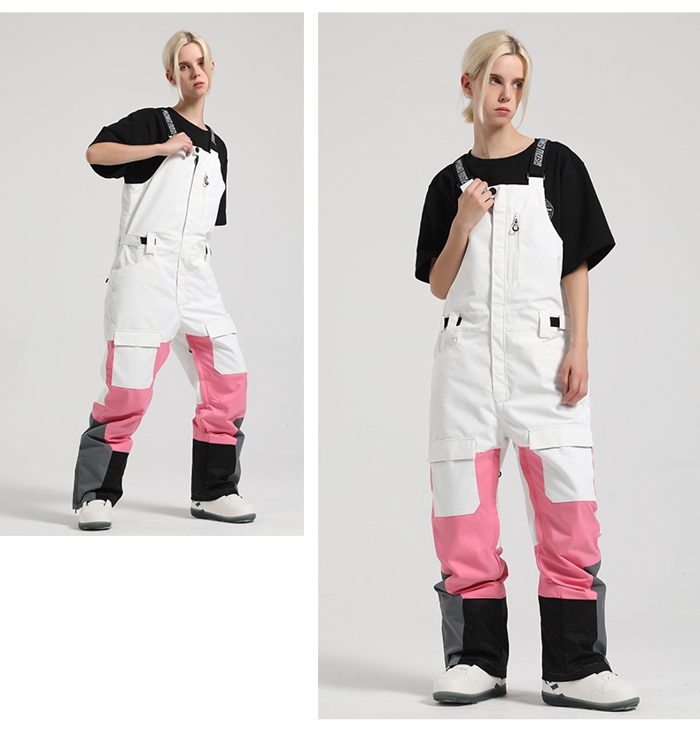 001 Nowe męskie spodnie snowboardowe, wiatroodporne, wodoodporne, ciepłe, z blokami kolorów, do pracy, do użytku na zewnątrz, jednoczęściowe, narciarskie, damskie_voghion.com