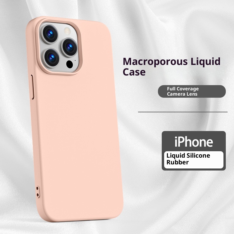 Custodia protettiva anti-caduta a copertura totale TechGlobe adatta per iPhone 14, in silicone liquido con bordo dritto e foro grande, per iPhone 15_voghion.com