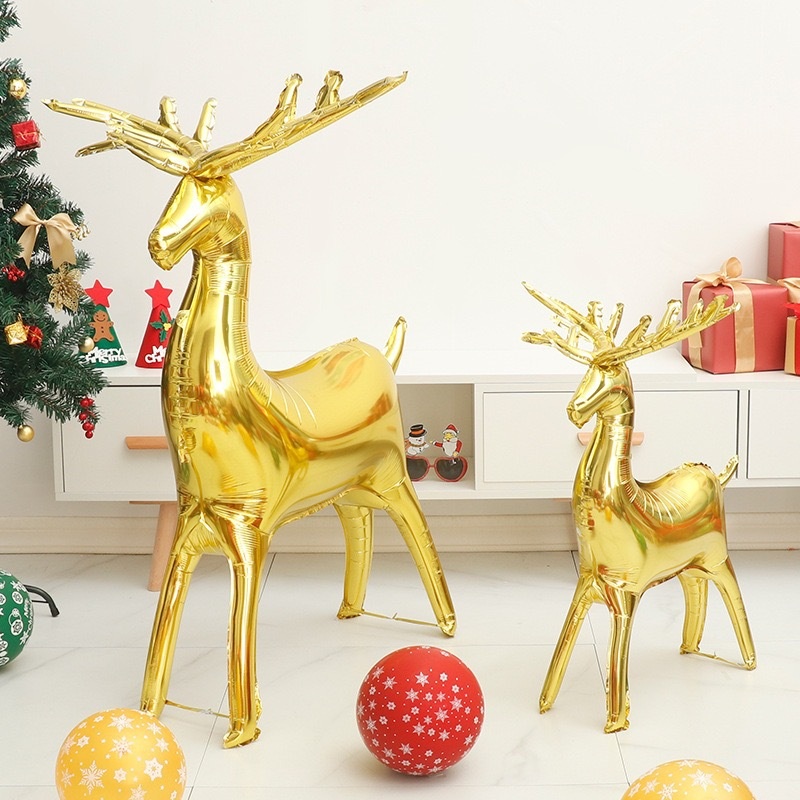 Lillian 3D Gold Deer Standing Reindeer Balloon Inflatable Decoration Photo Prop Stall Supplies Christmas Limited Edition_voghion.com
