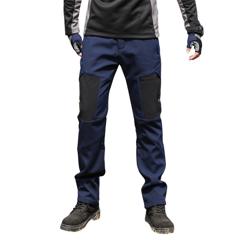 001 Outdoor Casual Long Windproof Watproof Thickened Cold-proof Warm Mountaineing Fleece Softshell Pants Men Autumn_voghion.com