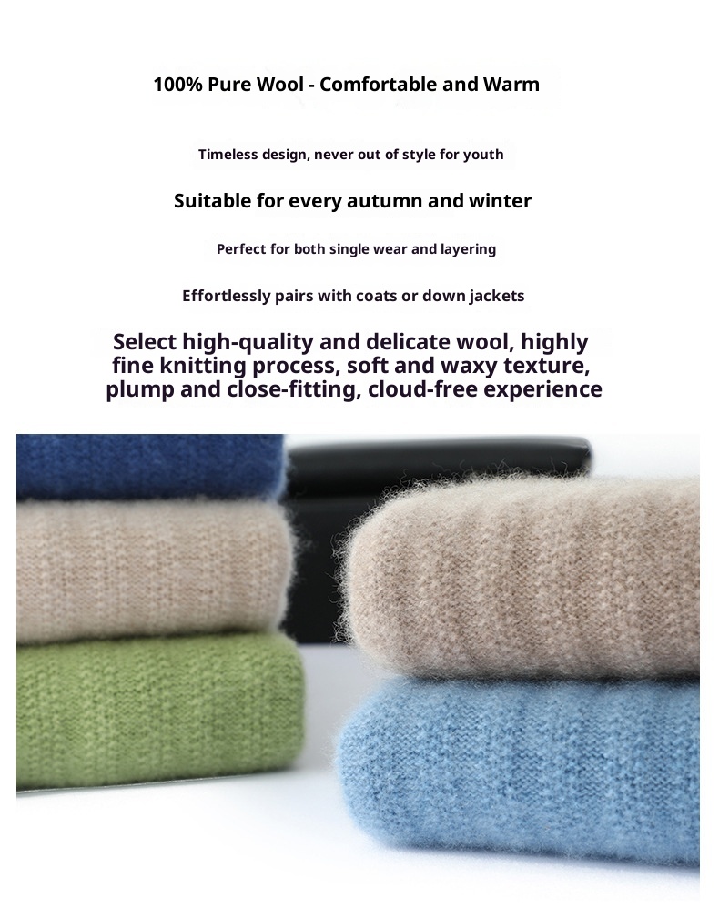 ragazzo Ragazzo Ragazzo 2024 Autunno Inverno Nuovo Uomo Giovanile Pura Lana Spessa Caldo Maglione Girocollo Maglia Top Base Camicia_voghion.com