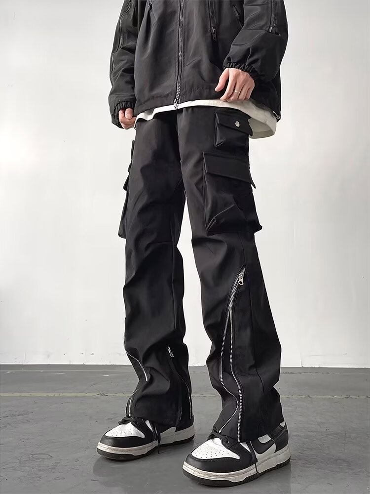 001 High Street Design Zipper American Workwear Pantaloni da sci softshell funzionali da trekking da uomo antivento per ragazzi_voghion.com