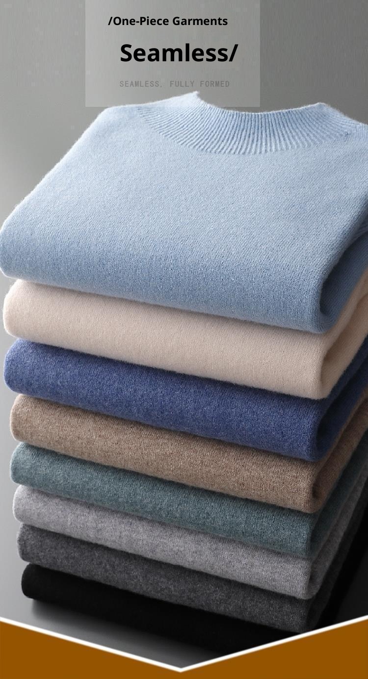 boy Boy Boy First-Lie Ready-to-Wear Half Turtleeck Me's Solid Color Kitted Pullover Base Shirt Busiess Youthful Wool Sweater_voghion.com