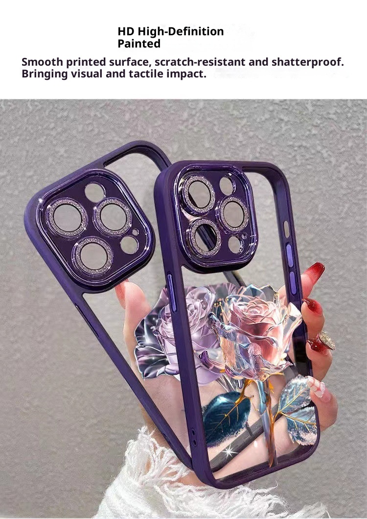 Coque TechGlobe Fairy Rose compatible iPhone Pro Max pour femmes, protection intégrale et protection d'objectif pailletée pour iPhone 15 et 16 pouces._voghion.com