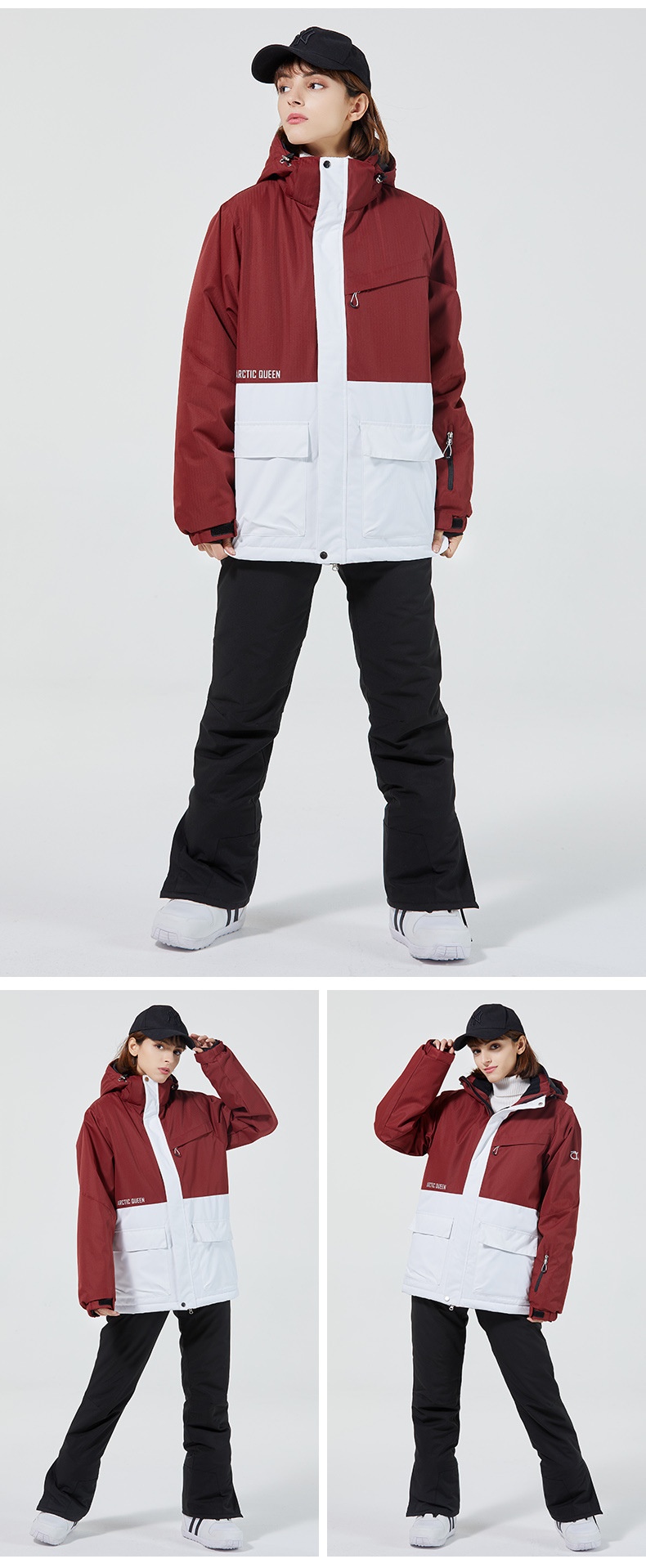 001 Suit Set For Men And Women Couples Winter Windproof Water-Resistant Warm Snowboard Snow Ski Pants Korean Version_voghion.com