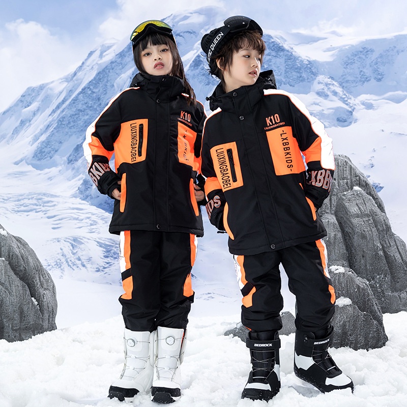001 New Children's Suit Set For Boys Girls, Winter Outdoor Windproof, Water-Resistant, Warm, Thickened Ski Jacket And Pants_voghion.com