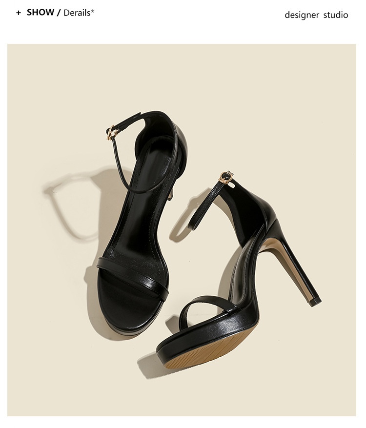 Zees 2025 nuovi sandali estivi alla moda con tacco alto, cinturino singolo, stiletto sexy, versatili, impermeabili, con suola spessa, per le donne_voghion.com