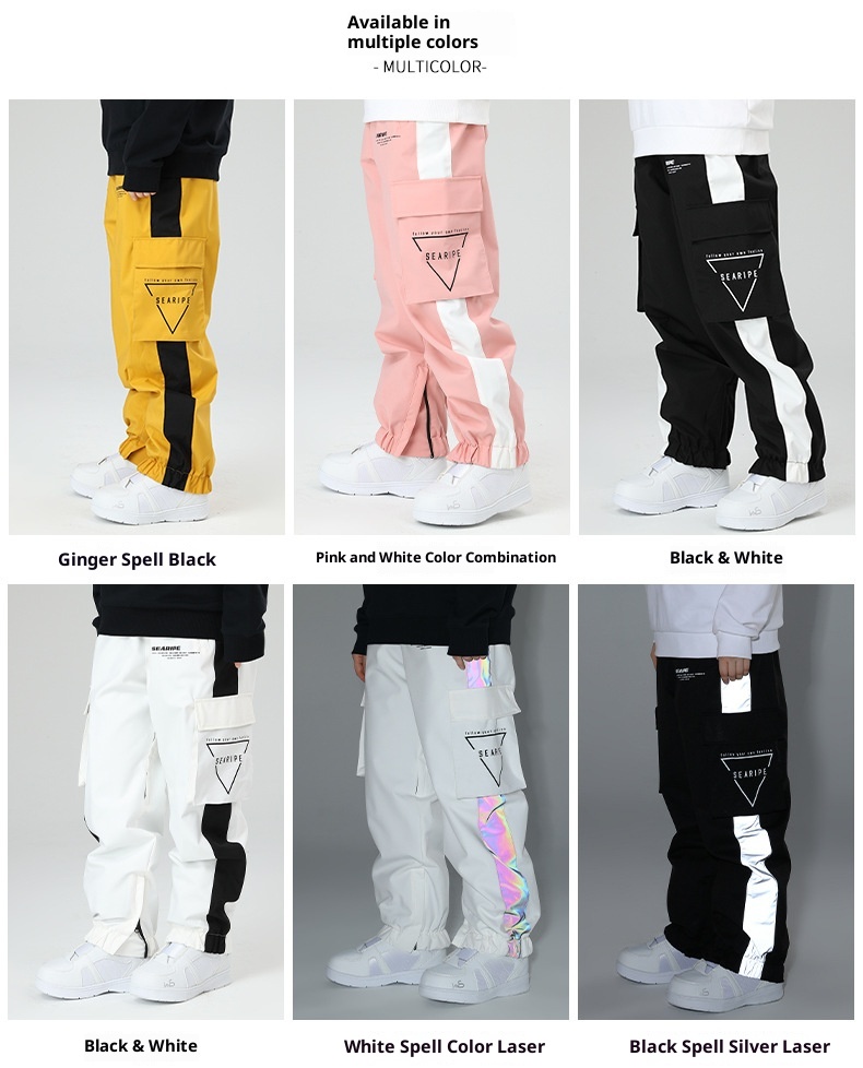 001 Snowboardanzug mit Bündchen für Damen und Herren, Skiausrüstung, winddicht, wasserdicht, lasergeschnitten, Arbeitskleidung, Schneehose_voghion.com