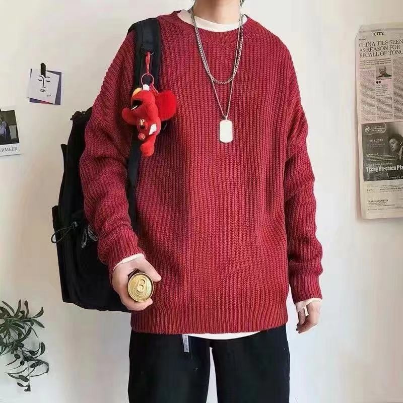 boy Boy Boy Round Neck Sweater Men 2025 New Autumn Winter Inner Layer Base Knitwear Loose Thickened Ins Korean Style Trendy_voghion.com