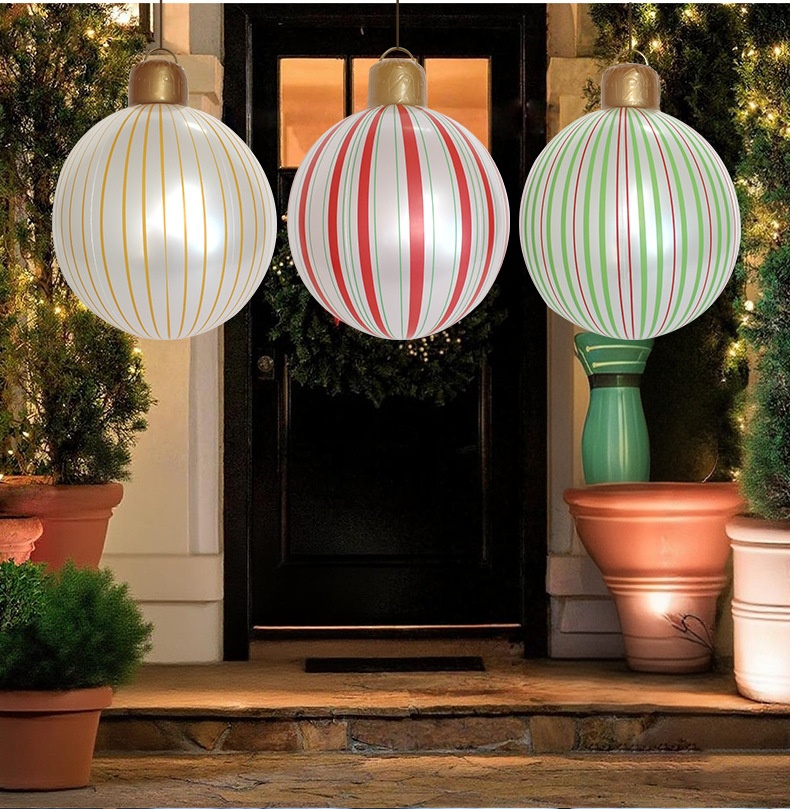 Lillian Cross-Border Inflatable Lantern Pearlescent Stripe Holiday Decoration Courtyard Christmas Ball_voghion.com