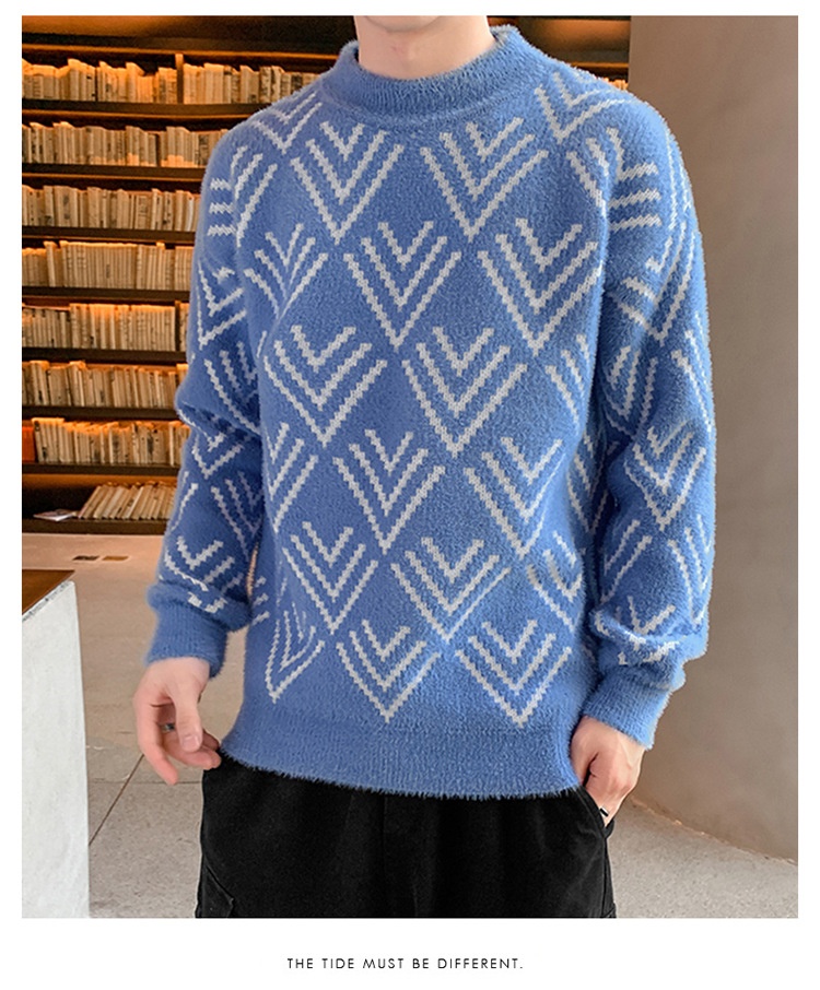Jungen-Pullover aus Nerzfell für Teenager, dicker Winterpullover mit halbem Rollkragen, warmes Basishemd für Mittel- und Oberstufe_voghion.com