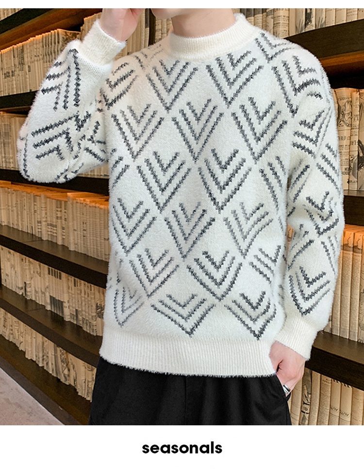 Jungen-Pullover aus Nerzfell für Teenager, dicker Winterpullover mit halbem Rollkragen, warmes Basishemd für Mittel- und Oberstufe_voghion.com