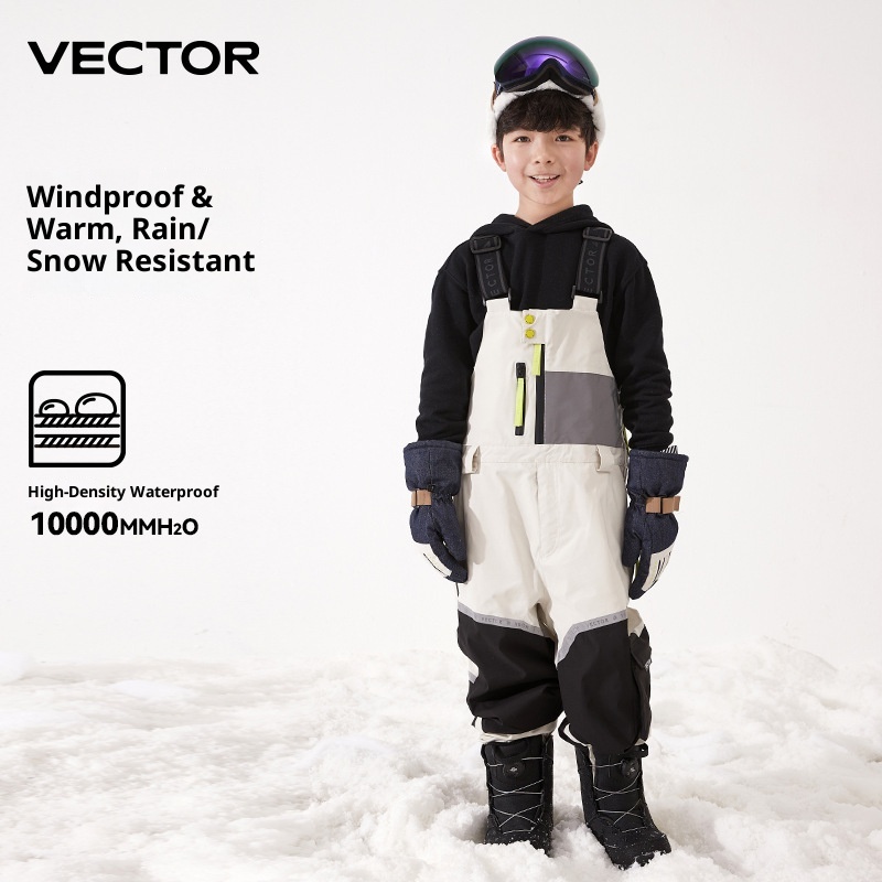 001 VECTOR Children's Overalls Ski Boys Girls Color Block Warm Waterproof Windproof New Style Suspender Pants_voghion.com