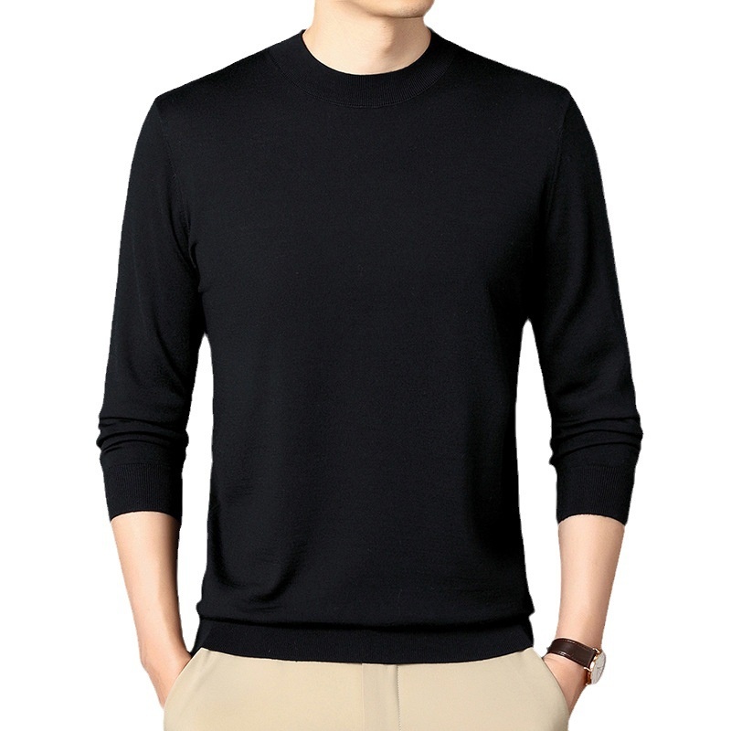 ragazzo Ragazzo Ragazzo Autunno Inverno Fine Spun 100% Lana Maglia Base Layer Calda Camicia Tinta Unita Mezza Dolcevita Vestibilità Slim Semplice Mezza età_voghion.com