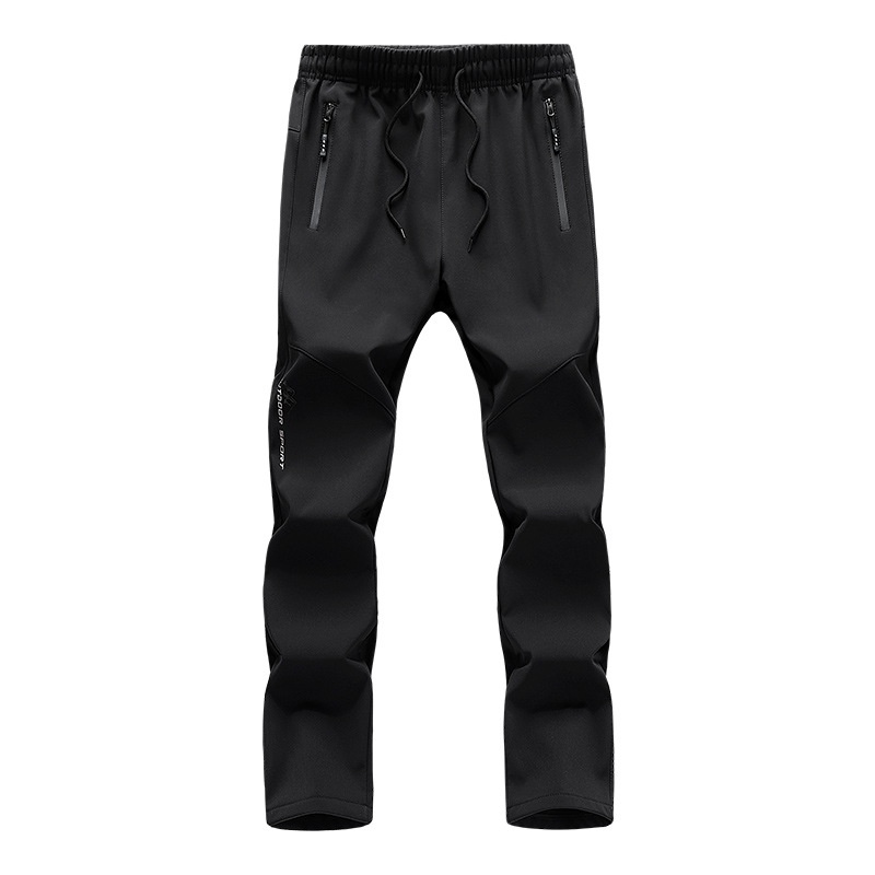 001 Autumn Winter Fleece-Lined Thickened Men's Softshell Outdoor Windproof Warm Fashion Skiing Hiking Soft Shell Pants_voghion.com