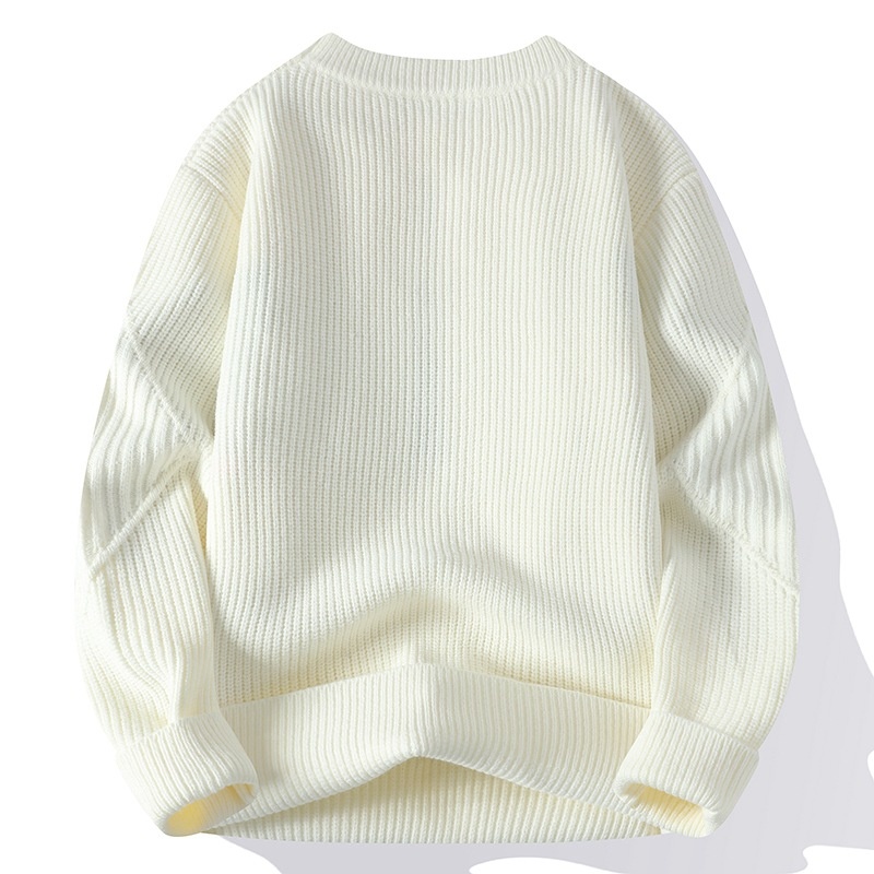 Herren-Strickpullover für Herbst/Winter: Neuer, dicker Fleece-Rundhalspullover für Teenager – Warme Basisschicht_voghion.com