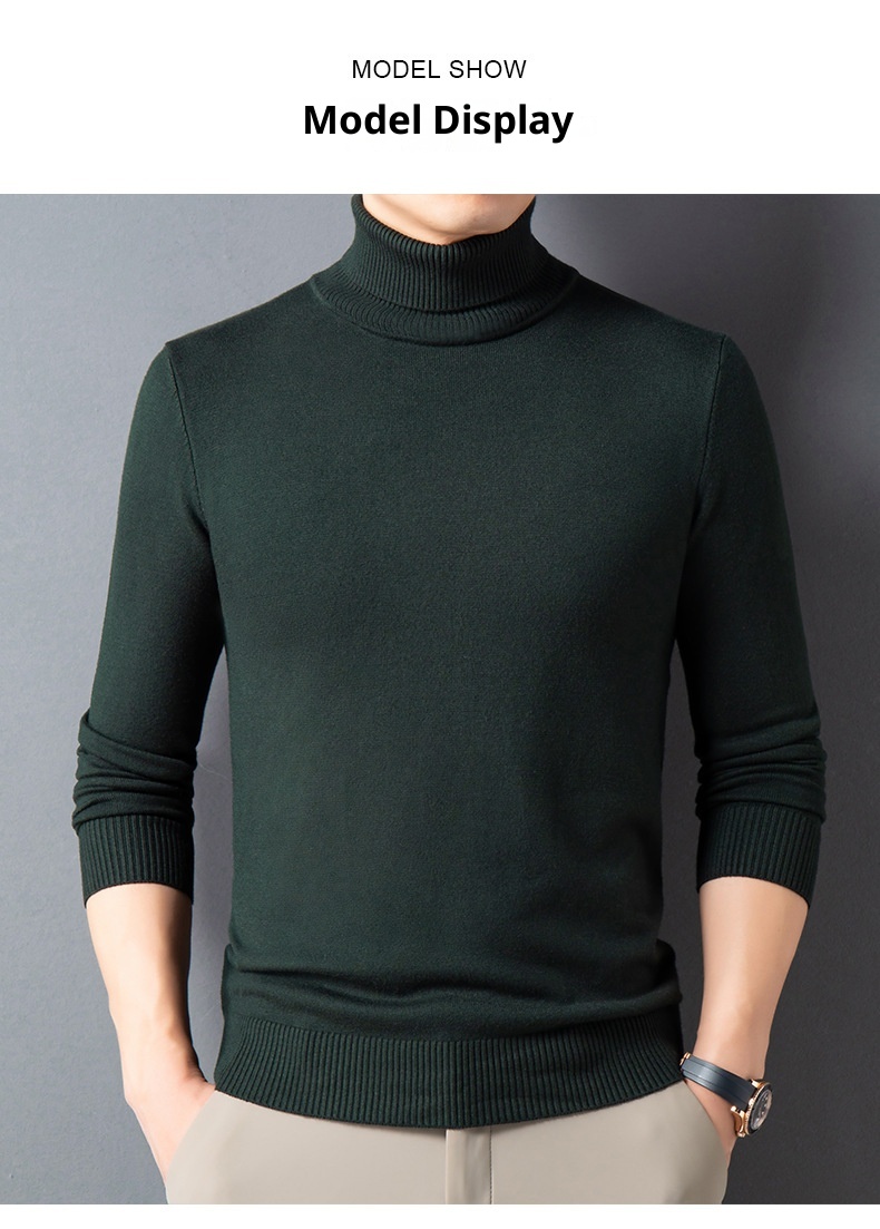Maglione da uomo di mezza età, casual, lavorato a maglia, a collo alto, doppio risvolto, per il commercio estero transfrontaliero, autunno inverno_voghion.com