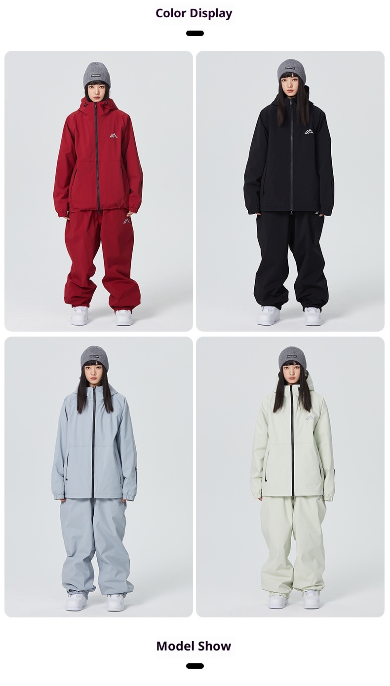 001 SEARIPE Snowy Pie Full Glue Single Double Board Suit Set For Women And Men Loose Waterproof Windproof Ski Pants_voghion.com